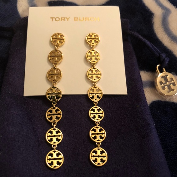 Tory Burch Jewelry - Tory Burch NWOT Gold Logo Linear Drop Earrings